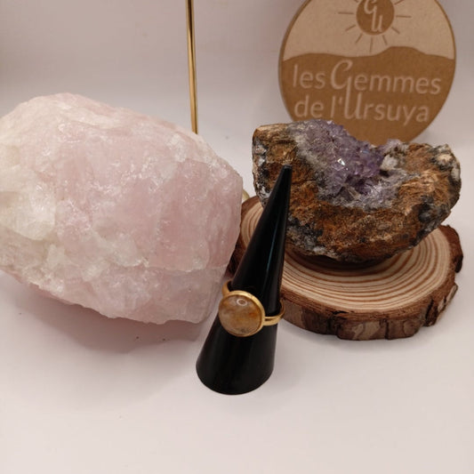 Bague monture ajustable avec pierre Citrine Les Gemmes de l'Ursuya