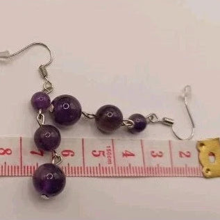 Boucles d’oreilles pendantes en améthyste violette – pierres naturelles + choix acier inoxydable ou argent Les Gemmes de l'Ursuya