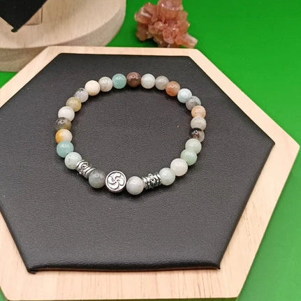 Parure Basque Lauburu Et Pierre Naturelle Amazonite (B6/C6) Les Gemmes de l'Ursuya