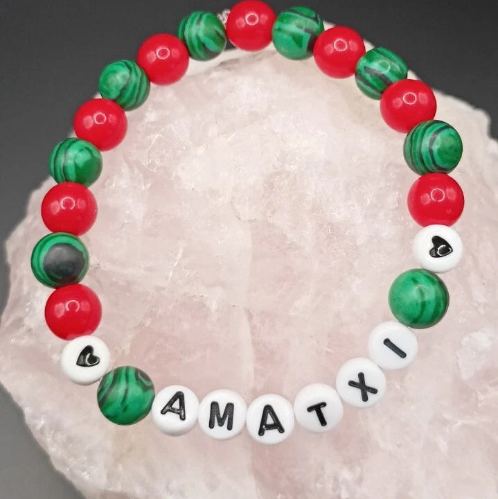 Bracelet Pierre Naturelle diamètre 8mm Personnalisable (Nom, prénom, mot..) Les Gemmes de l'Ursuya