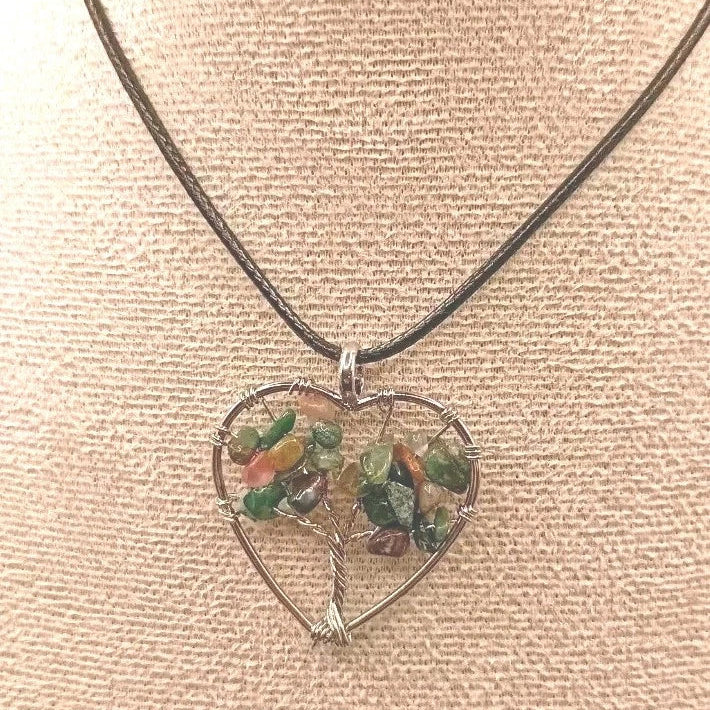 Collier avec pendentif en pierre d'Agate indien multicolore naturelle Les Gemmes de l'Ursuya
