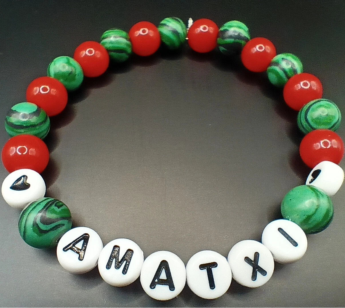 Bracelet AMATXI Pierre Naturelle Corail Et Malachite Les Gemmes de l'Ursuya