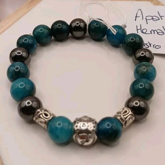 Bracelet ASTROLOGIE poisson 🐟 Apatite Bleu Pierre Naturelle Élastique Perle 10mm Les Gemmes de l'Ursuya
