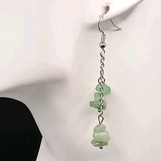 Boucles d’oreilles pendantes en aventurine verte – pierre naturelle + choix acier ou argent