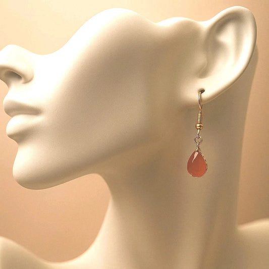 Boucles d’oreilles pierre naturelle aventurine orange – fantaisie dorée dormeuses Les Gemmes de l'Ursuya