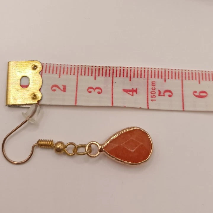 Boucles d’oreilles pierre naturelle aventurine orange – fantaisie dorée dormeuses Les Gemmes de l'Ursuya
