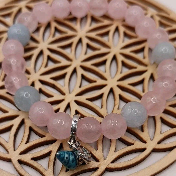 Bracelet Angelite Naturelle & Bernard L'Hermite Bleu S925 Les Gemmes de l'Ursuya