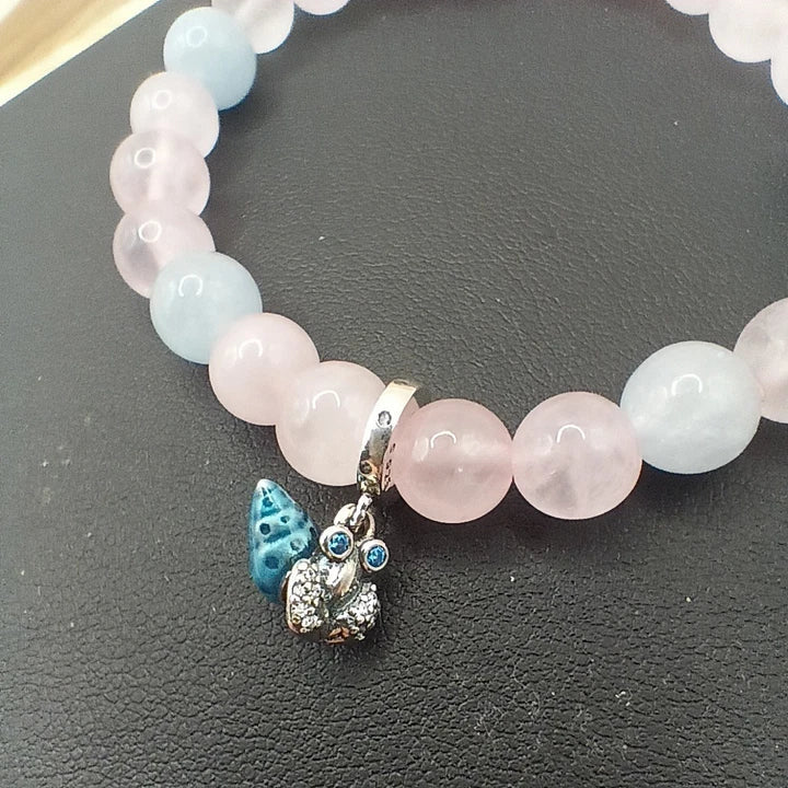 Bracelet Angelite Naturelle & Bernard L'Hermite Bleu S925 Les Gemmes de l'Ursuya
