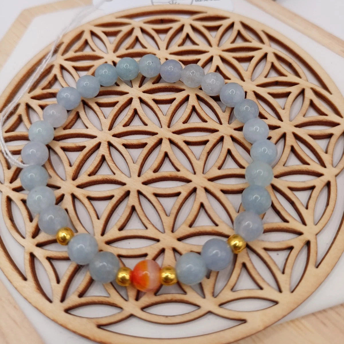 Bracelet Pierres Naturelles Aigue Marine Et Cornaline