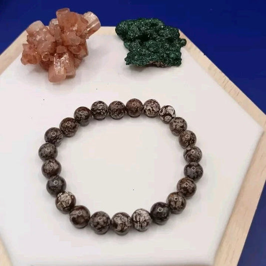 Bracelet En Pierre Naturelle Jaspe Café Perle