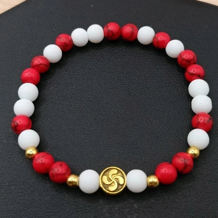 Bracelet Pierre Naturelle Holwite Rouge T. & Onxy B Élastique Perle 6mm Les Gemmes de l'Ursuya