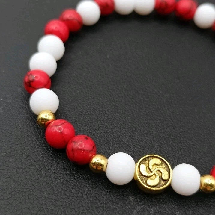 Bracelet Pierre Naturelle Holwite Rouge T. & Onxy B Élastique Perle 6mm Les Gemmes de l'Ursuya