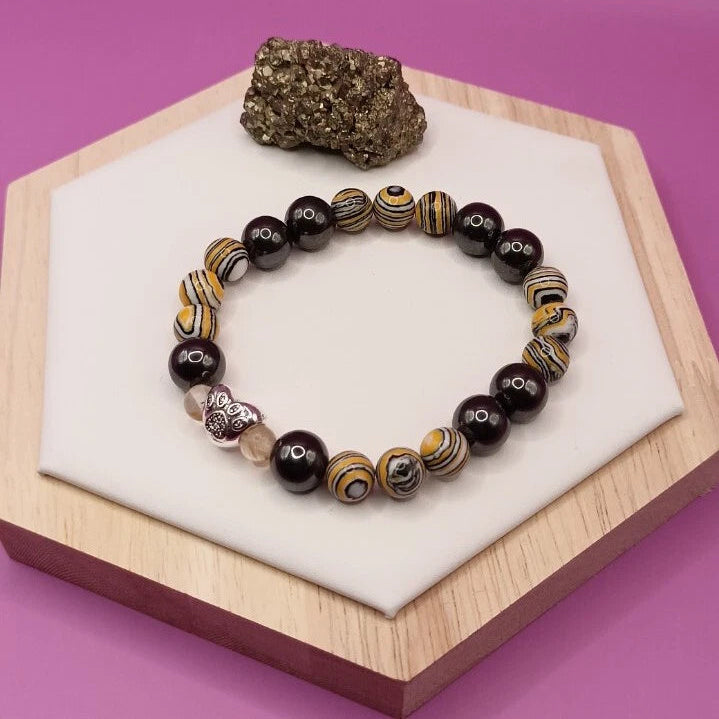 Bracelet Pierre Naturelle Malachite Jaune Citrine Obsidienne 🐶 _ Chien 925 Les Gemmes de l'Ursuya