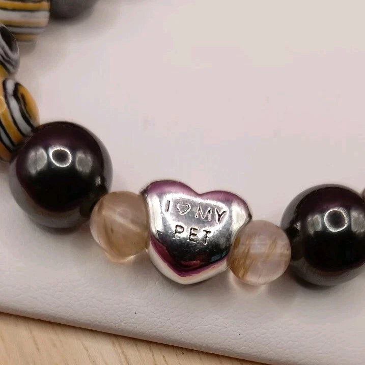 Bracelet Pierre Naturelle Malachite Jaune Citrine Obsidienne 🐶 _ Chien 925 Les Gemmes de l'Ursuya