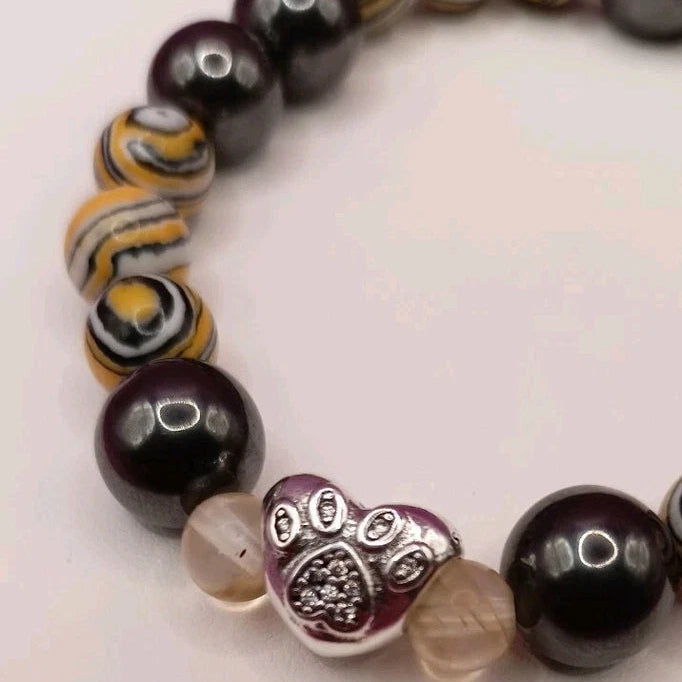 Bracelet Pierre Naturelle Malachite Jaune Citrine Obsidienne 🐶 _ Chien 925 Les Gemmes de l'Ursuya