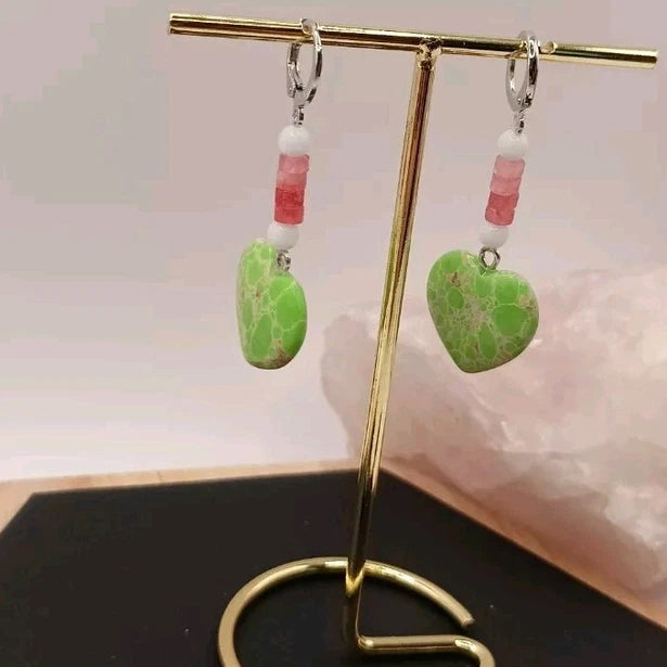 Partager Boucles D'oreilles Fermoir A Levier Argent 925 Pierre Naturelle Quartz Rose Les Gemmes de l'Ursuya