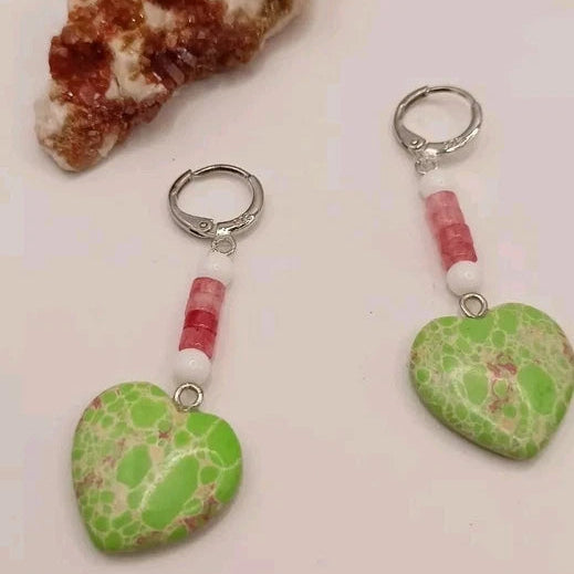 Partager Boucles D'oreilles Fermoir A Levier Argent 925 Pierre Naturelle Quartz Rose Les Gemmes de l'Ursuya