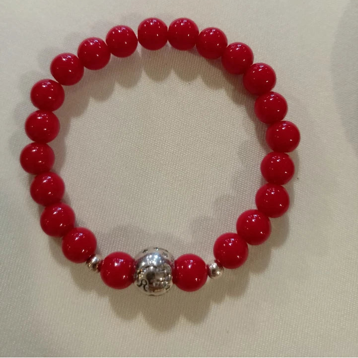 Bracelet Pierre Naturelle Corail Charms Astrologique Taureau ♉ Agent 925 Les Gemmes de l'Ursuya