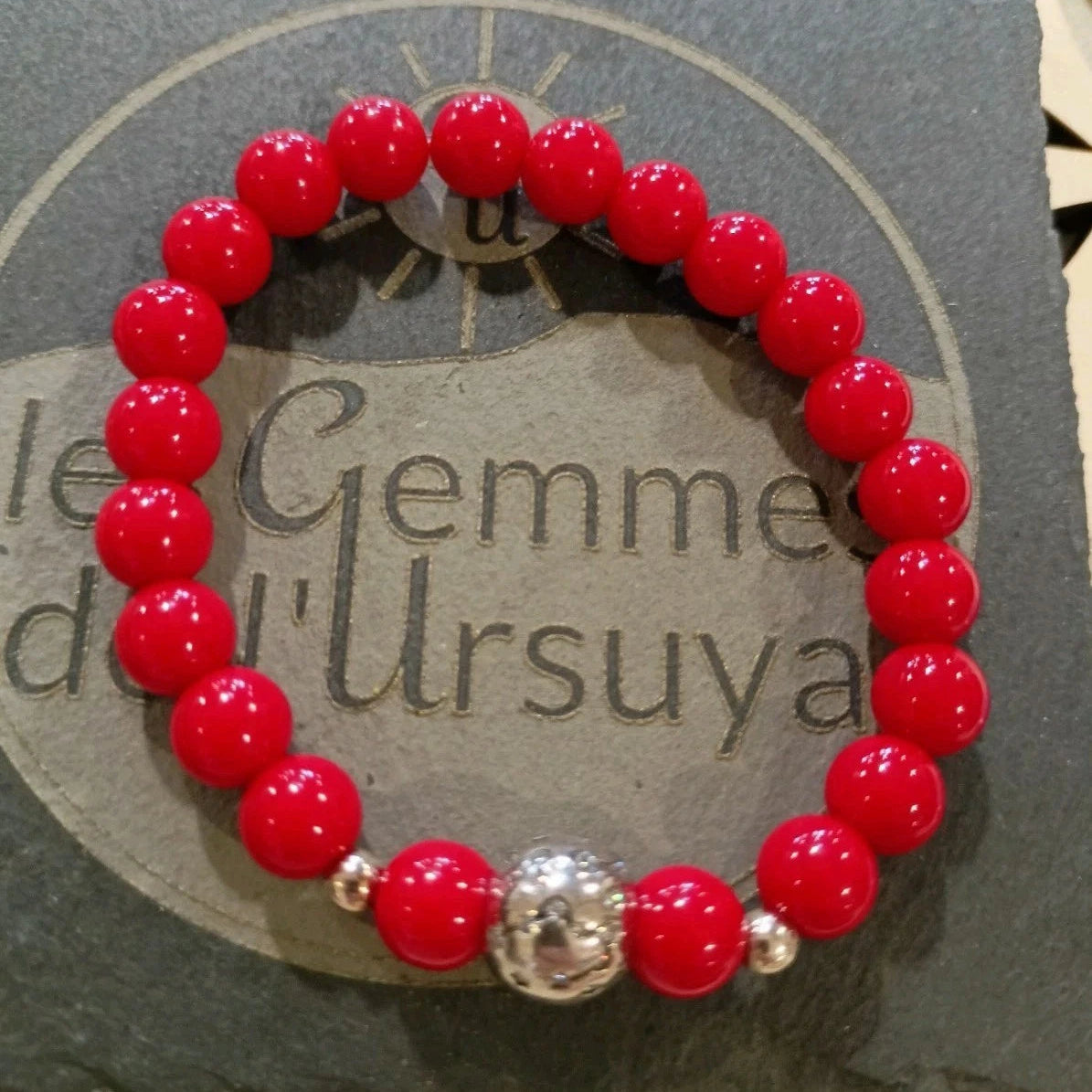 Bracelet Pierre Naturelle Corail Charms Astrologique Taureau ♉ Agent 925 Les Gemmes de l'Ursuya