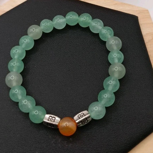 Bracelet Pierre Aventurine Naturelle Verte Et Cornaline Orange