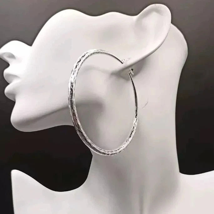 Boucles D'oreilles_ Alliage et argent plaqué Grandes Créoles Légères Les Gemmes de l'Ursuya