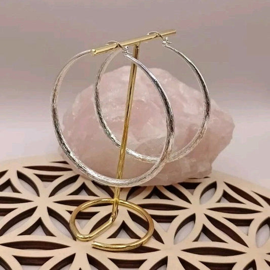 Boucles D'oreilles_ Alliage et argent plaqué Grandes Créoles Légères Les Gemmes de l'Ursuya