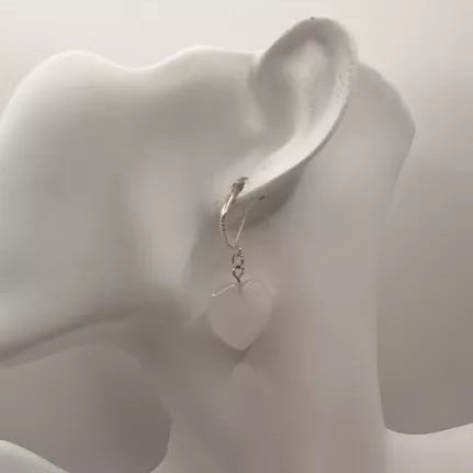 Boucles D'oreilles Fermoir À Levier Argent Pierre Naturelle Quartz blanc Cœur Les Gemmes de l'Ursuya