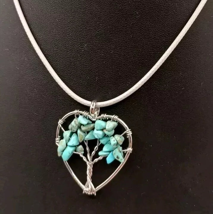 Collier cordon avec pendentif en Pierre Naturelle Holwite Turquoise, noire, rouge