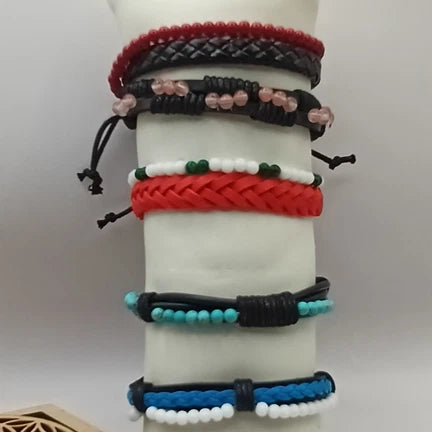 Bracelet Ajustable En Cuir Et Pierre Naturelle Quartz Rose ~4mm Les Gemmes de l'Ursuya