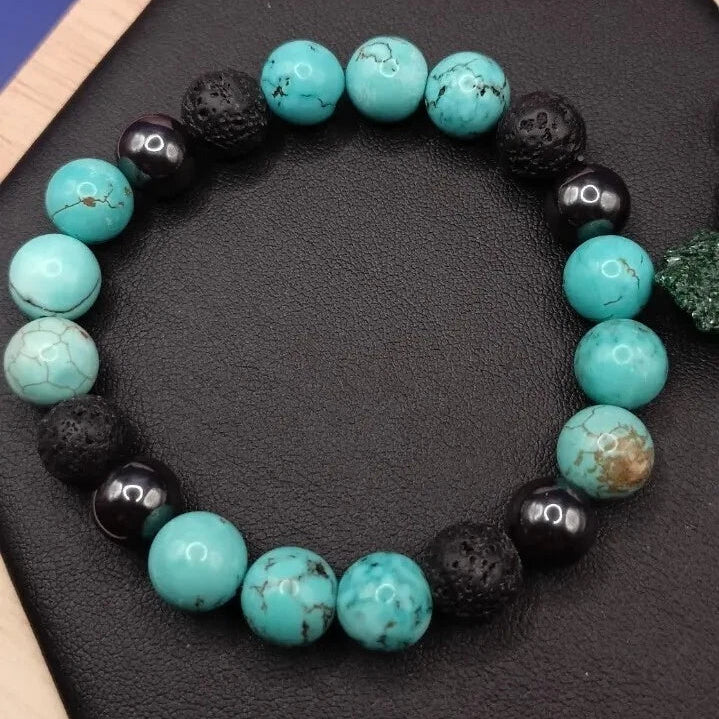 Bracelet Pierre Naturelle Howlite, Hématite, Pierre Lave Diamètre 10mm Les Gemmes de l'Ursuya