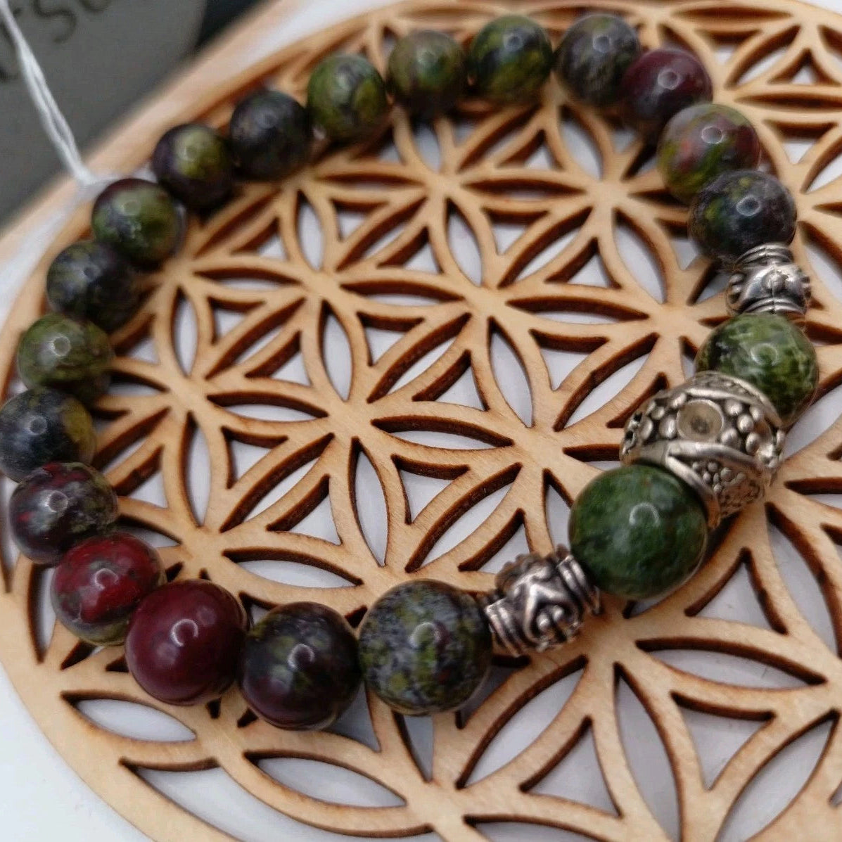 Bracelet Pierres Naturelles du Dragon Jaspe Accessoire Argenté Les Gemmes de l'Ursuya