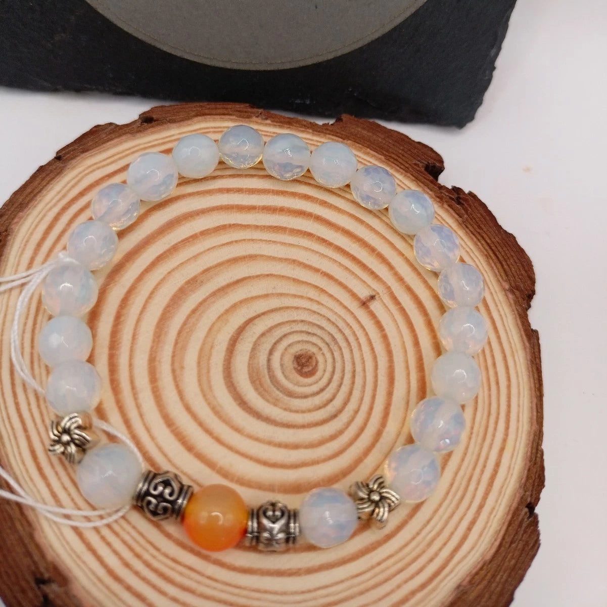 Bracelet Pierre Naturelle Cornaline Et Accessoires Perles A Facettes Les Gemmes de l'Ursuya
