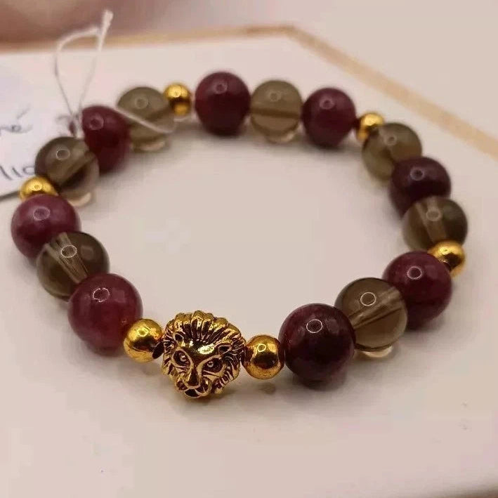 Bracelet Grenat Quartz Fumé Pierre Naturelle Perles 10mm Les Gemmes de l'Ursuya