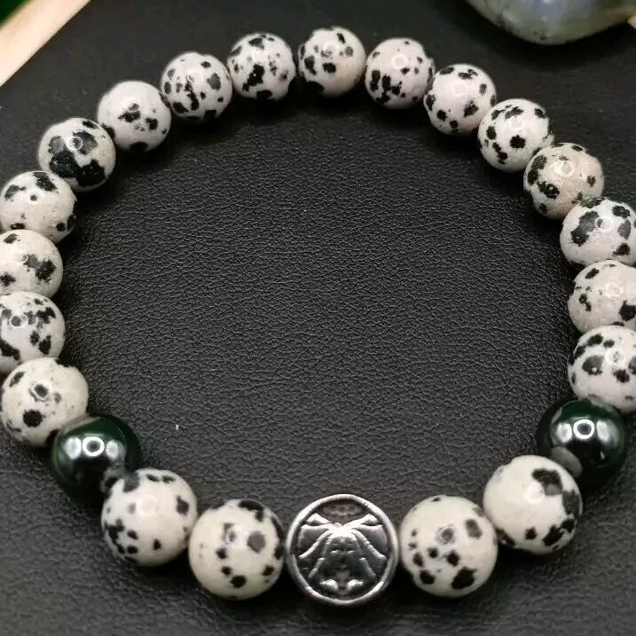 Bracelet ASTROLOGIE En Pierre Naturelle Jaspe Dalmatien Gémeaux Les Gemmes de l'Ursuya