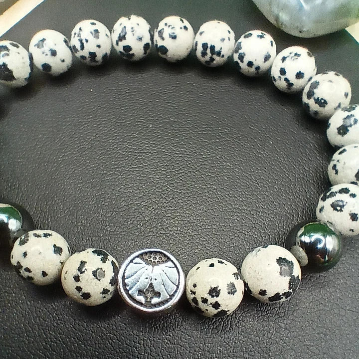 Bracelet ASTROLOGIE En Pierre Naturelle Jaspe Dalmatien Gémeaux Les Gemmes de l'Ursuya