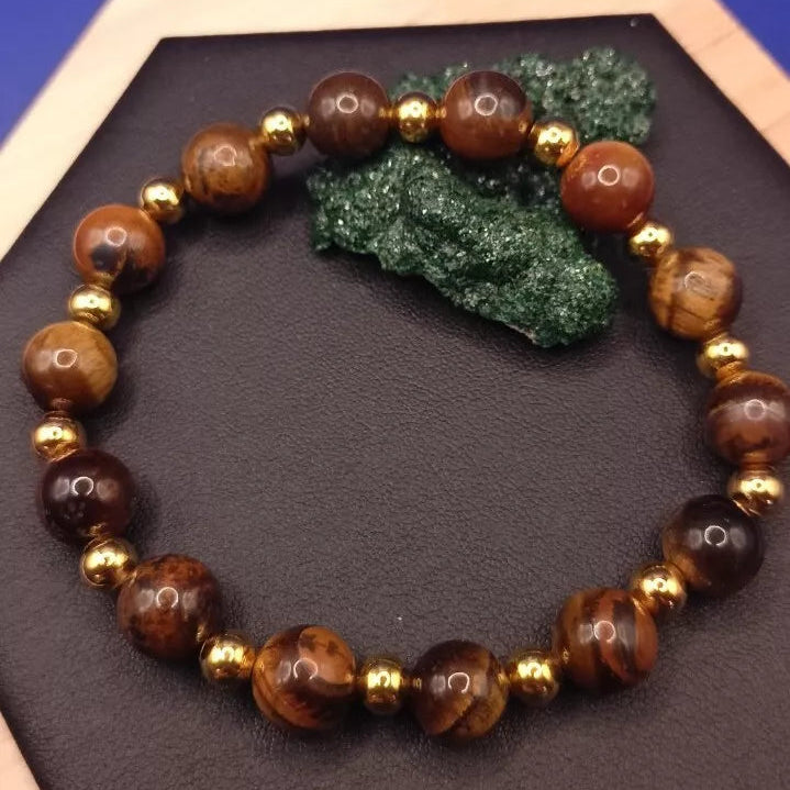 Bracelet Pierre Naturelle Œil De Tigre Perles 10mm Les Gemmes de l'Ursuya