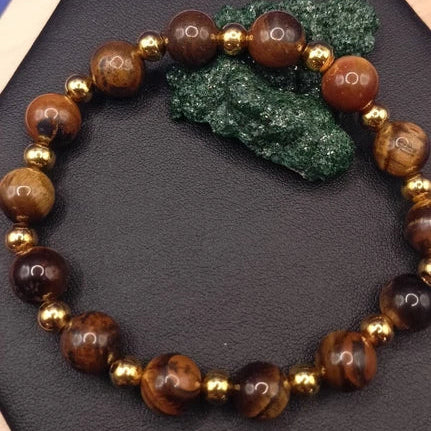 Bracelet Pierre Naturelle Œil De Tigre Perles 10mm Les Gemmes de l'Ursuya