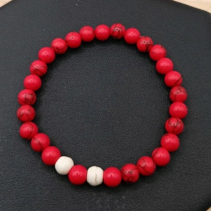 Bracelet Pierre Naturelle Holwite Blanc Et Rouge