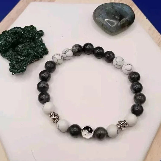 Bracelet Pierre Naturelle Labradorite Et Holwite Ying Et Yong