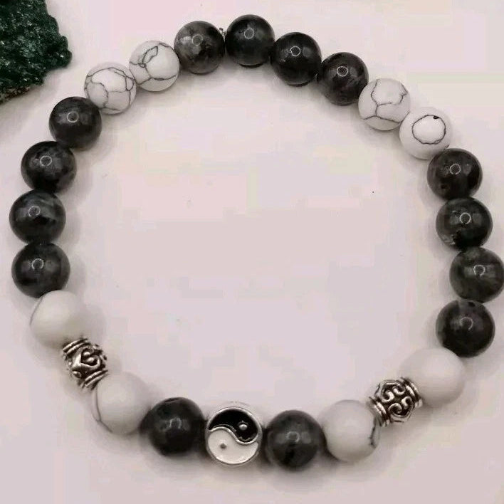 Bracelet Pierre Naturelle Labradorite Et Holwite Ying Et Yong Les Gemmes de l'Ursuya