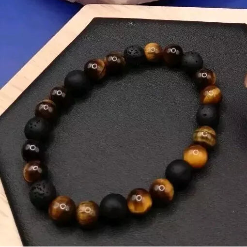 Bracelet Pierre Oeil De Tigre Pierre De Lave - Protection Les Gemmes de l'Ursuya