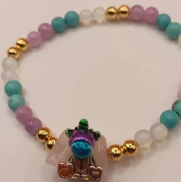 Bracelet Enfant Pierre Naturelle Agate Rose Angelite Bleu Opale Blanc. 🦄 _ enfant Les Gemmes de l'Ursuya