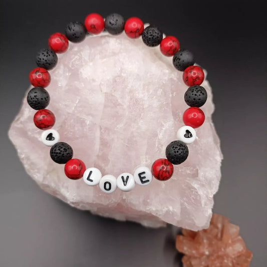 Bracelet Pierre Naturelle diamètre 8mm Personnalisable (Nom, prénom, mot..) Les Gemmes de l'Ursuya