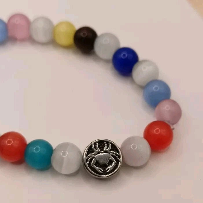Bracelet Pierre De Lune multicouleurs Naturelle Astrologie _ Cancer