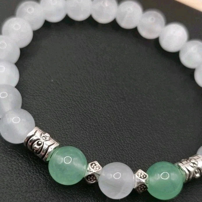 Bracelet Pierre De Lune & Aventurine Verte Naturelle Pierre Les Gemmes de l'Ursuya