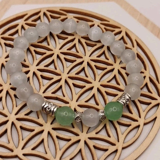 Bracelet Pierre De Lune & Aventurine Verte Naturelle Pierre Les Gemmes de l'Ursuya