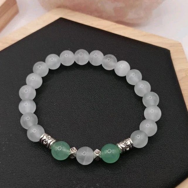 Bracelet Pierre De Lune & Aventurine Verte Naturelle Pierre Les Gemmes de l'Ursuya
