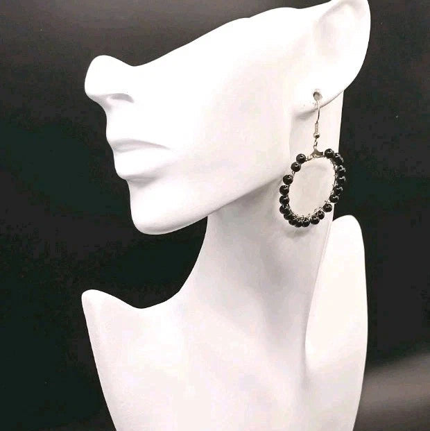 Boucles D'oreilles Obsidienne Noire Petit Perles Les Gemmes de l'Ursuya