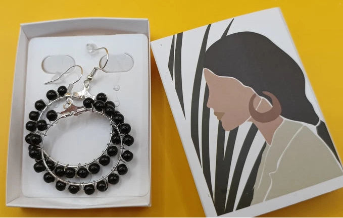 Boucles D'oreilles Obsidienne Noire Petit Perles Les Gemmes de l'Ursuya