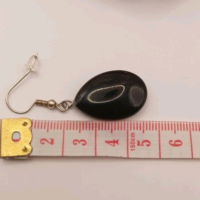 Boucles D'oreilles Obsidienne Noir Forme Goutte D'eau Les Gemmes de l'Ursuya